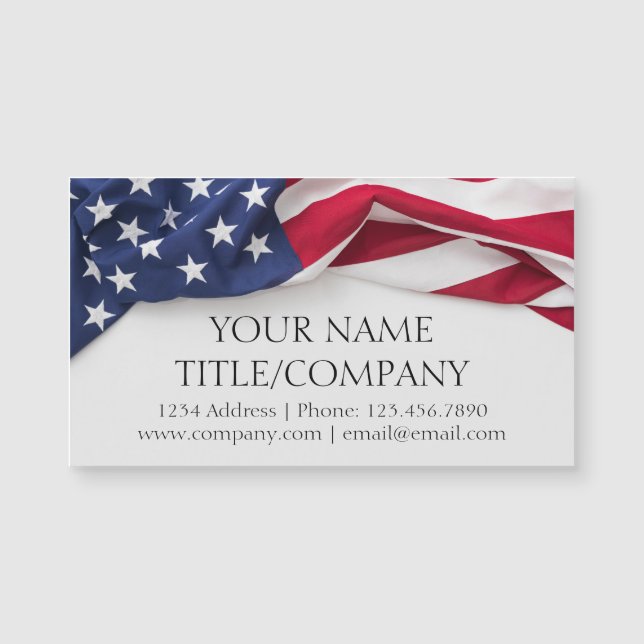 American Flag Company Name Magnetic Business Card (Anverso)