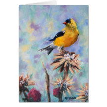American Goldfinch en Thistle Greeting Card