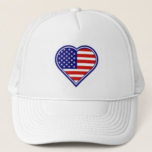 American Heart Shape USA Flag Mesh Gorra