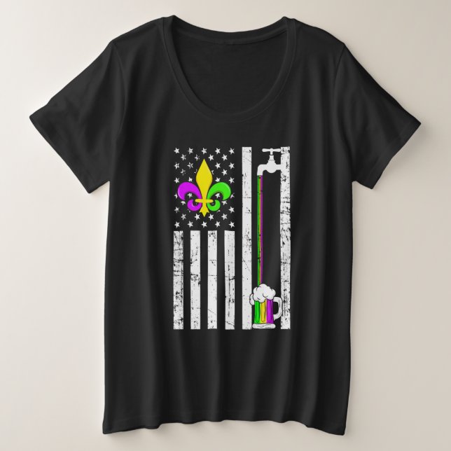 American US Flag Mardi Gras Carnival Party Funny B (Anverso del diseño)