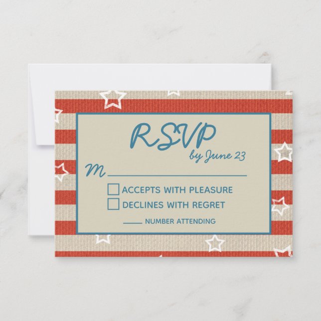 Americana Boda Patriótica Detalles de RSVP Inserta (Anverso)