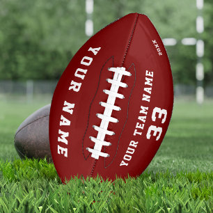 Americano Balón de Fútbol Rojo Personalizado con Nombre Núme
