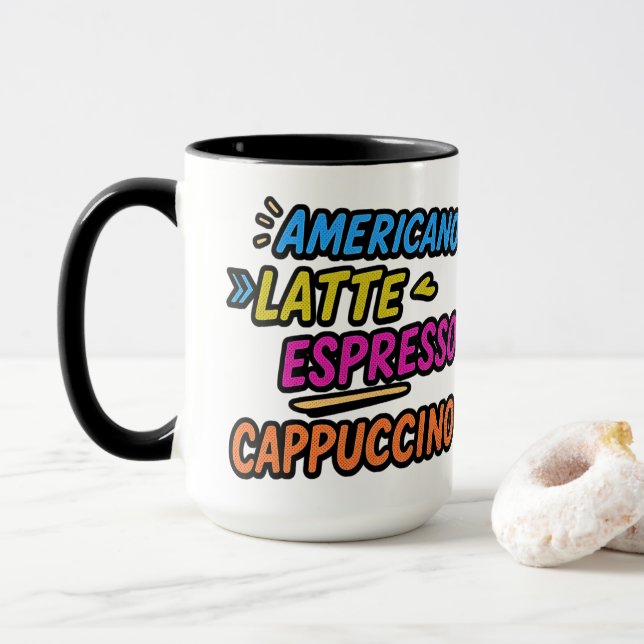 Americano Latte Espresso Cappuccino Taza de Café D (Con donut)