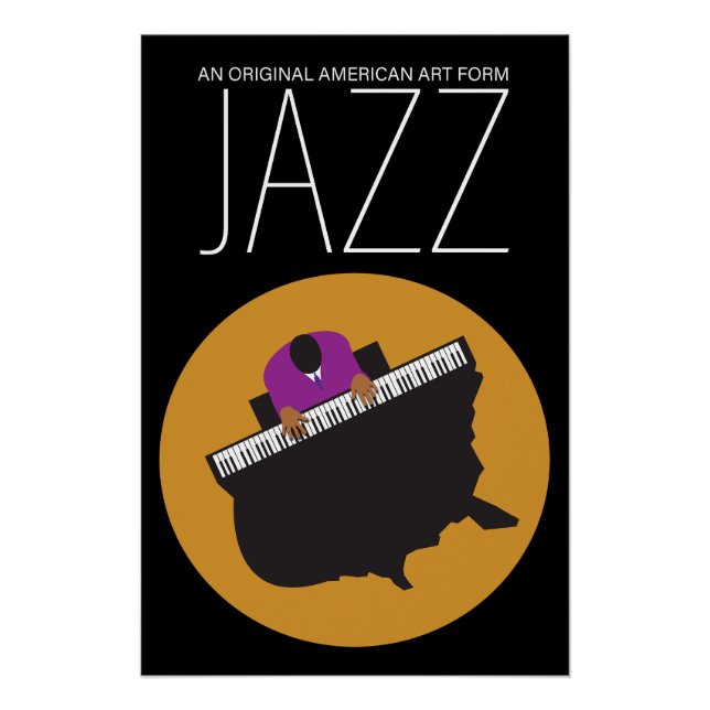 AmeriJazz Poster negro brillante (18,67" x 28") (Anverso)