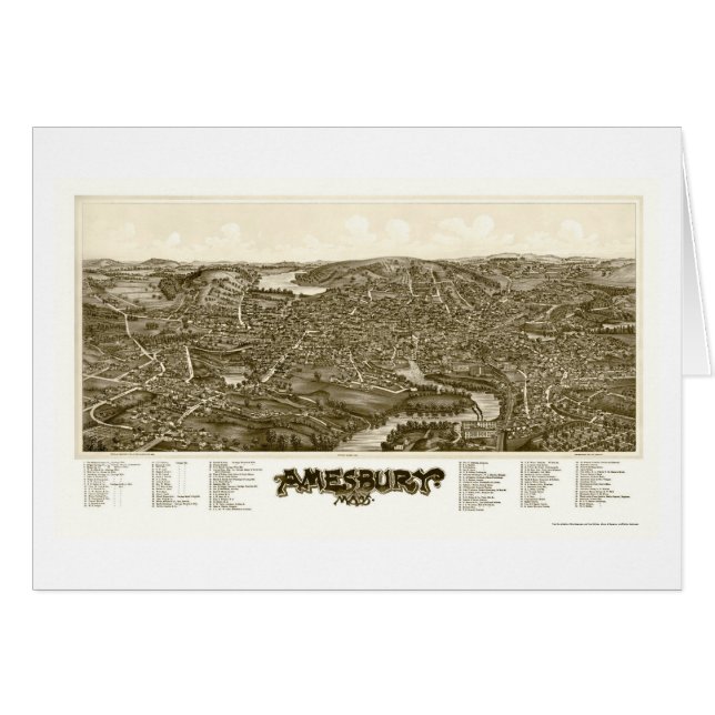 Amesbury, mapa panorámico de las MAMÁES - 1890 (Anverso (Horizontal))