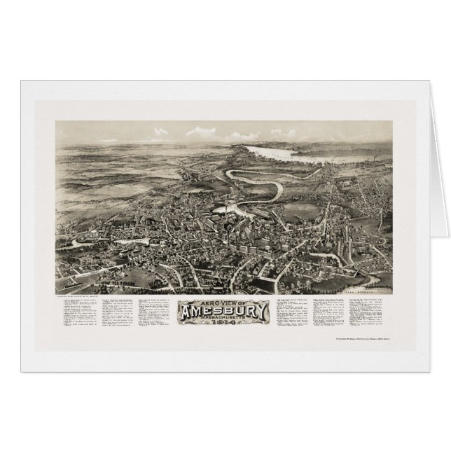 Amesbury, mapa panorámico de las MAMÁES - 1914 (Anverso (Horizontal))