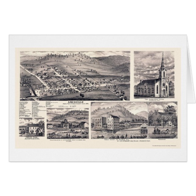 Amesville, mapa panorámico del OH - 1875 (Anverso (Horizontal))