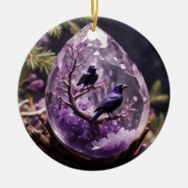 Amethyst Crystal - Crows Ravens Ornamento de Navid