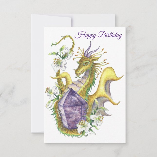 Amethyst Dragon (Pisces) - Tarjeta de cumpleaños (Anverso)