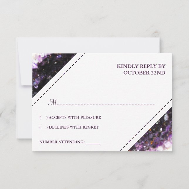 Amethyst Geode | Violet Wedding RSVP (Anverso)