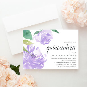 Amethyst Peony Invitación a Quinceanera
