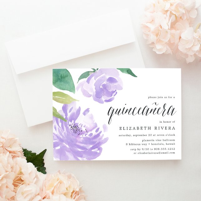Amethyst Peony | Invitación a Quinceanera (Subido por el creador)