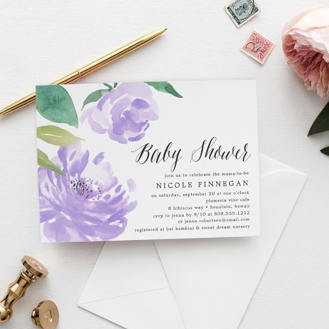 Amethyst Peony | Invitación de Baby Shower (Subido por el creador)