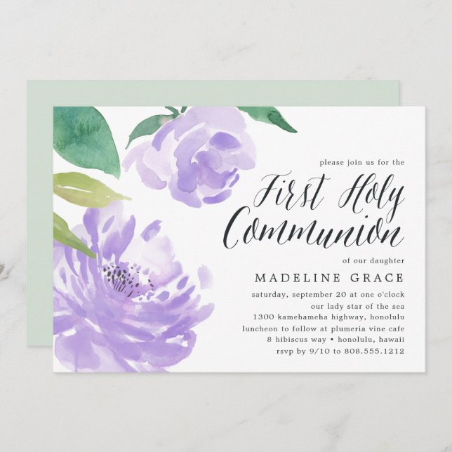 Amethyst Peony | Primera invitación a la Santa Com (Anverso / Reverso)