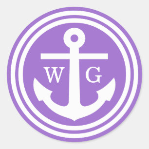 Amethyst Purple Anchor Boda Sellos Favoritos Etiqu