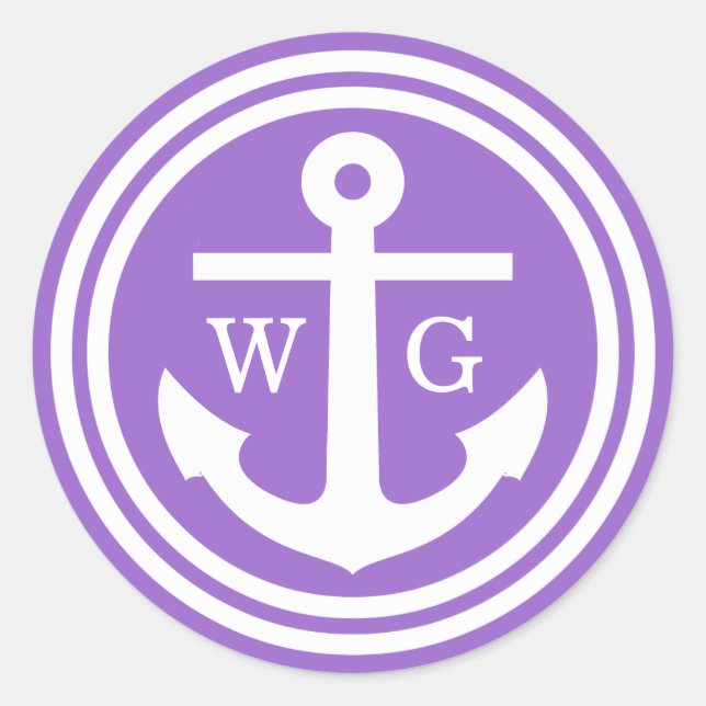 Amethyst Purple Anchor Boda Sellos Favoritos Etiqu (Anverso)