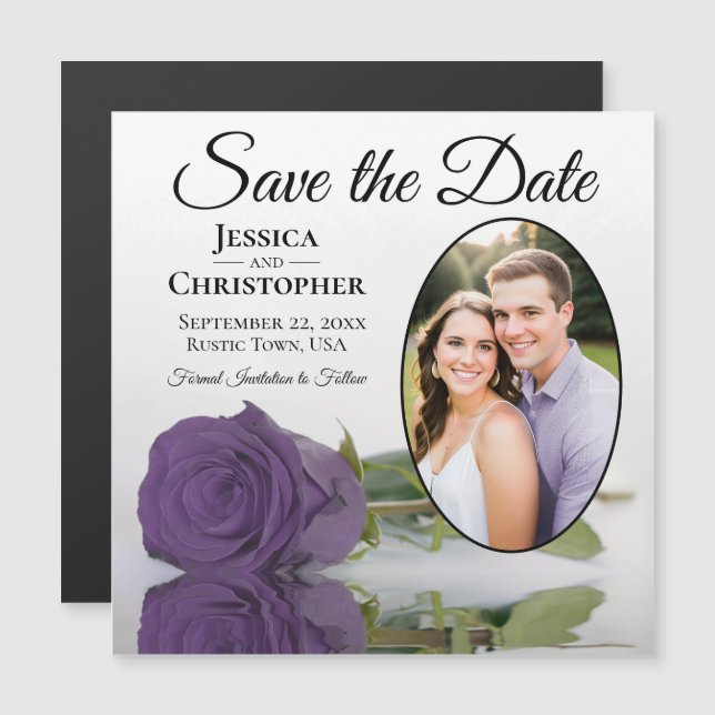 Amethyst Purple Rosa Save the Date Photo Magnet (Anverso/Reverso)