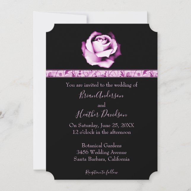 Amethyst Rosa Wedding Invitación (Anverso)
