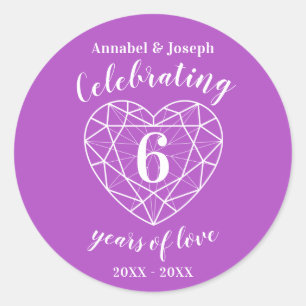 Ametista aniversario 6 años de pegatinas de amor