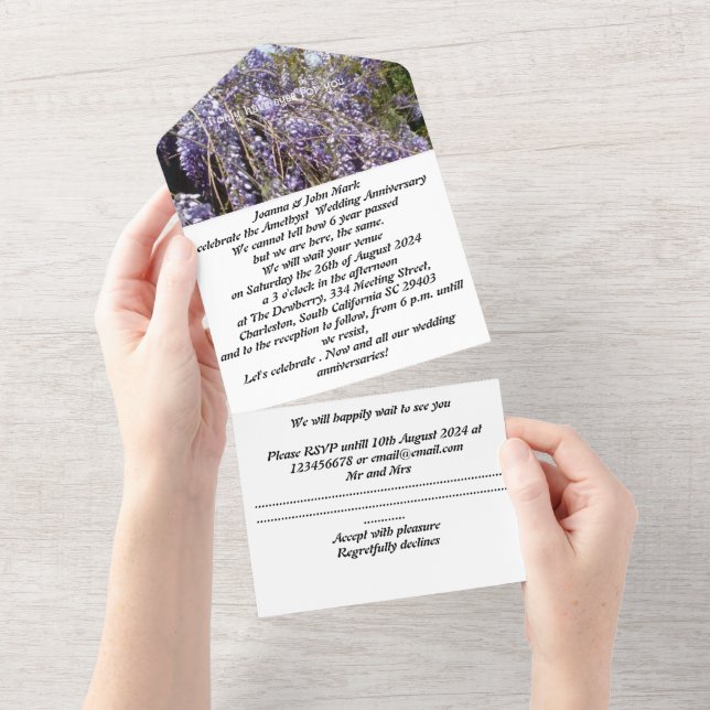 ametyst 6ª invitación al aniversario del boda (desgarro)