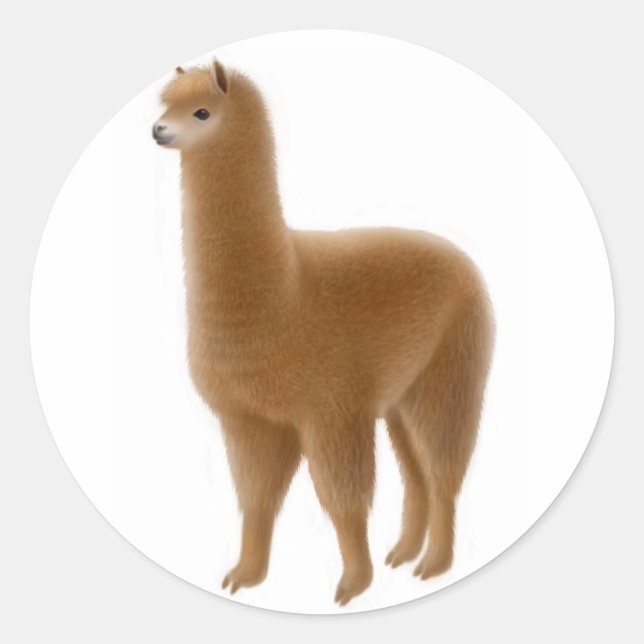 Amigable Pegatina de la Alpaca Marrón (Anverso)