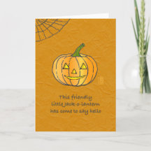 Amigable Tarjeta de Halloween Jack-o-lantern