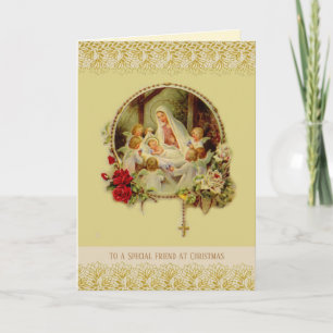 Amigo Religioso Vintage en Navidad Virgen María
