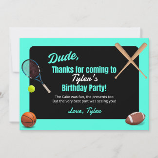 Amigo Sports Birday Party Tarjeta de agradecimient