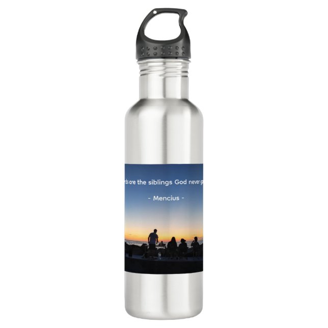 Amigos con botella de agua de la puesta del sol (Anverso)