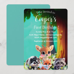 Amigos de Cute Woodland zorro zorrillo raccoon ven