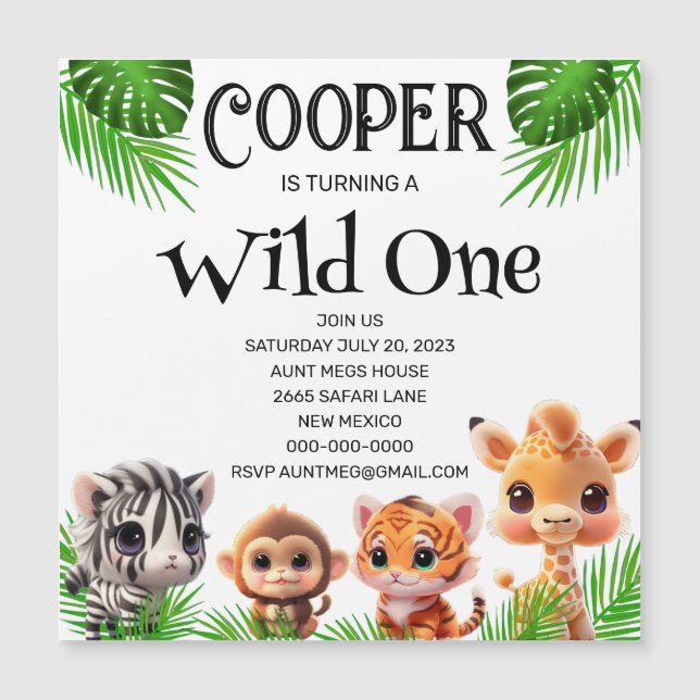 Amigos de Safari tiger giraffe Cebra cumpleaños (Anverso)