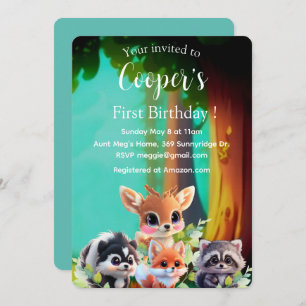 Amigos de Woodland zorro zorrillo raccoon cumpleañ