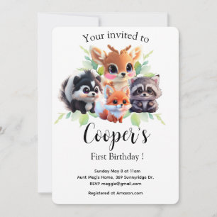 Amigos de Woodland zorro zorrillo raccoon cumpleañ