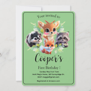 Amigos de Woodland zorro zorrillo raccoon cumpleañ