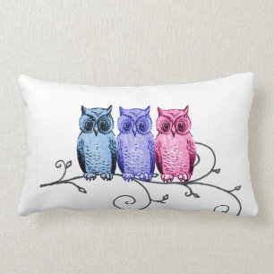 Amigos del búho en la almohada rosada púrpura az