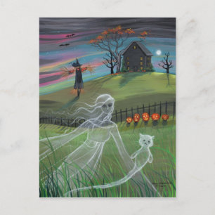 Amigos fantasmas postal de Halloween