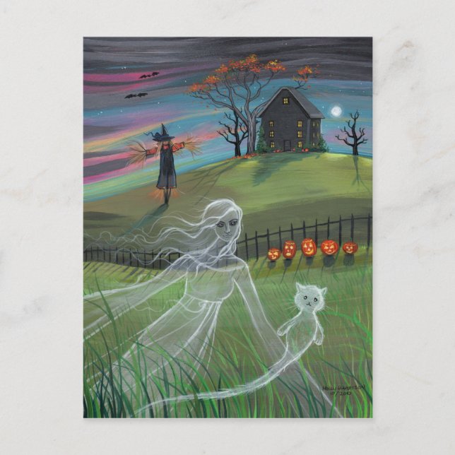 Amigos fantasmas postal de Halloween (Anverso)