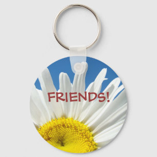 ¡Amigos! Llavero Flor de margarita blanca llaveros