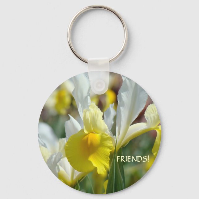¡AMIGOS! Llavero Flores de Iris Amarillo llaveros (Anverso)