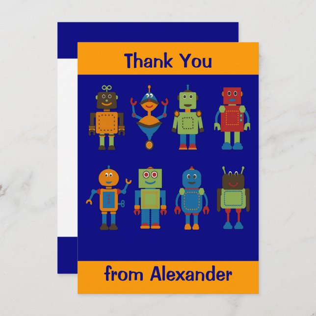 Amigos Robots Tarjeta Plana Personalizada de Agrad (Anverso / Reverso)