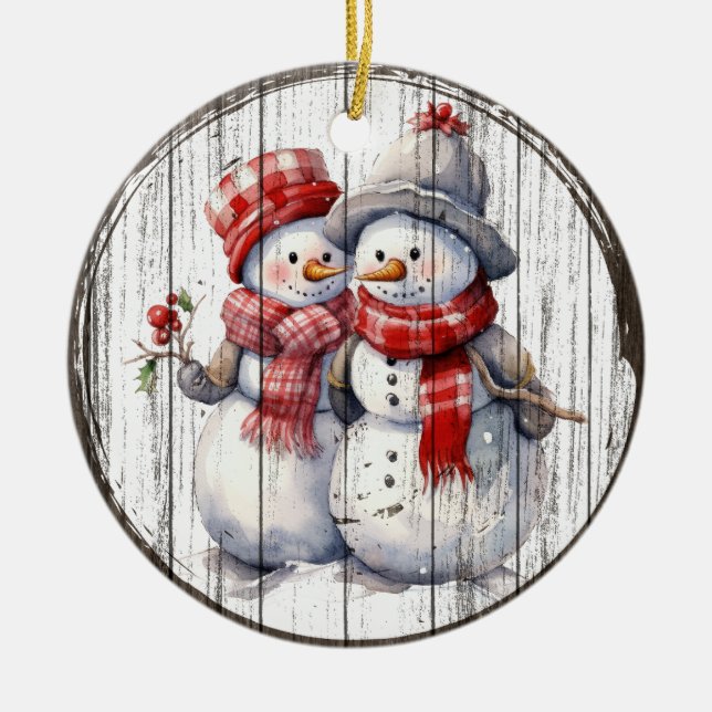 Amigos Snowy - Ornamento de los Navidades Snowmen (Frente)