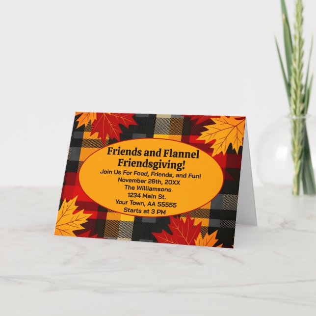 Amigos y franela Invitación de Plaid a Friendsgivi (Anverso)