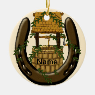 Amish Horseshoe Wishing Ornamento de nombres perso