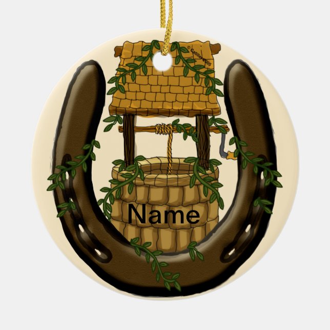 Amish Horseshoe Wishing Ornamento de nombres perso (Frente)