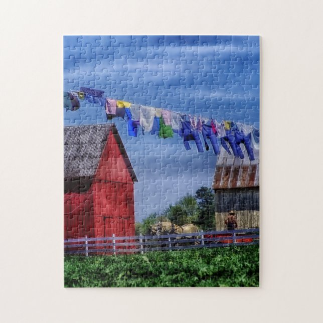 Amish Red Barn Puzzle (Vertical)