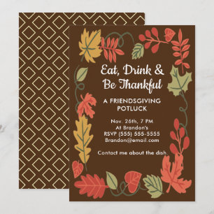 Amistad con la invitación a dar gracias a Potluck 