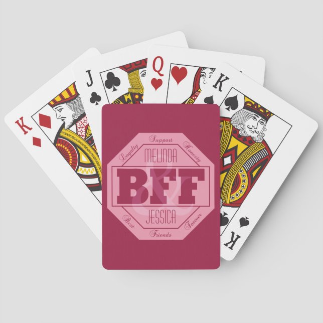 Amistad de BFF - nombres de encargo - naipes (Reverso)