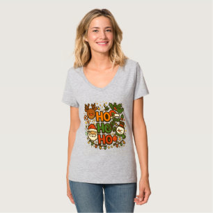AMITA   HO HO HO Camiseta de tripulación navideña