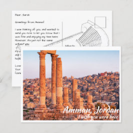 Ammán Jordan con la tarjeta postal de la ciudadela