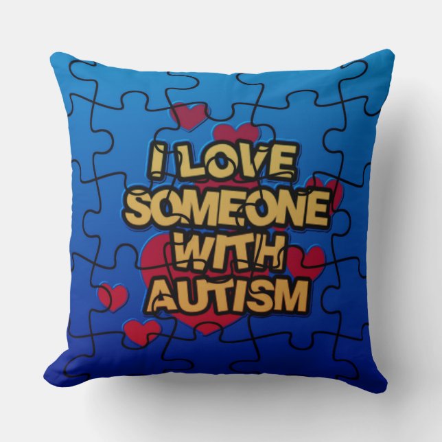 Amo A Alguien Con Cojín decorativo De Autismo (Anverso)